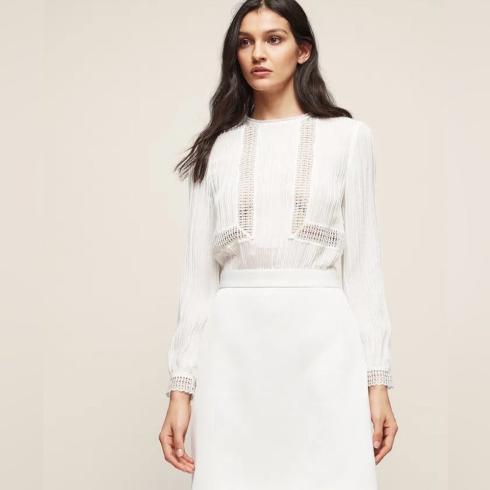 REISS Bruna Lace-Detail Dress; Size 8
